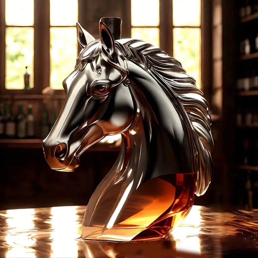 Horse Head Glass Decanter for Whiskey, 12 oz