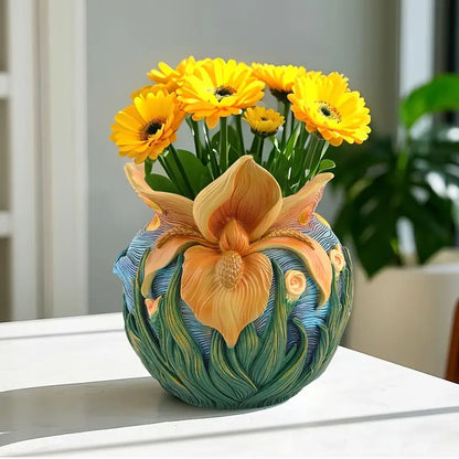 Van Gogh Inspired Painted Resin Vase for Flowers, view 10