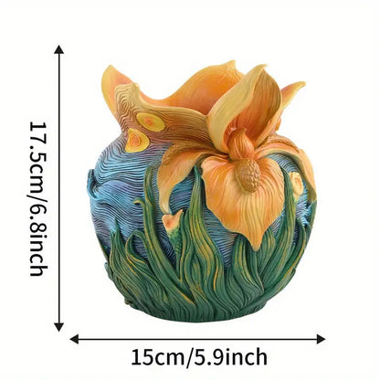 Van Gogh Inspired Painted Resin Vase for Flowers, view 18