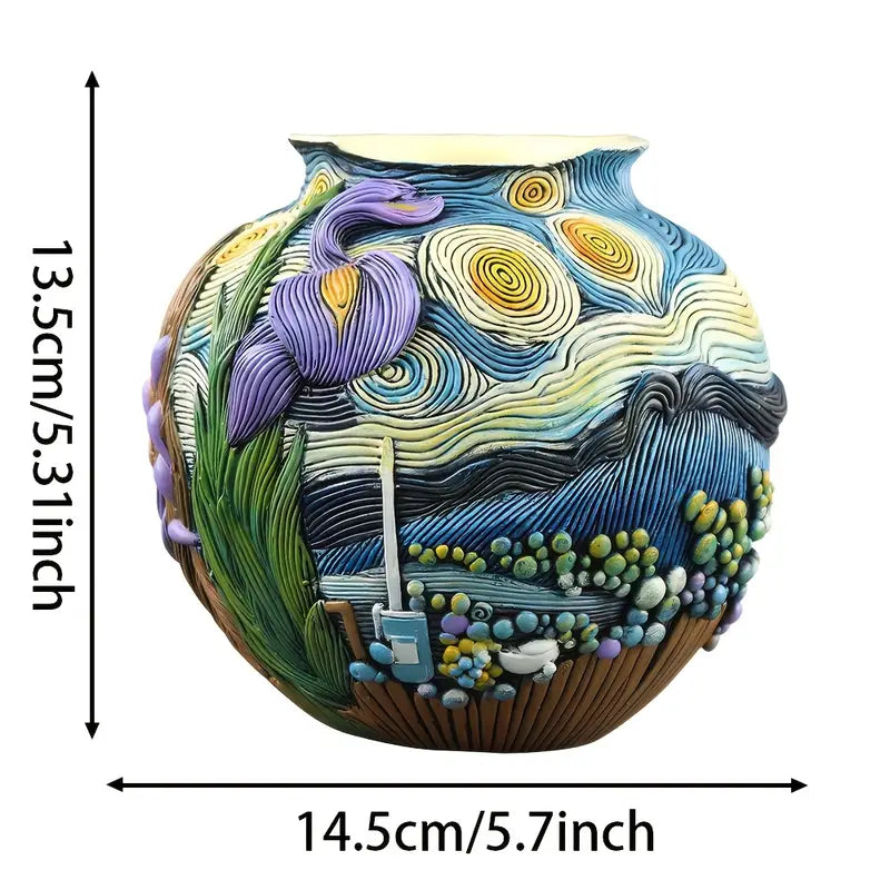 Van Gogh Inspired Painted Resin Vase for Flowers, view 17