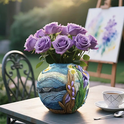 Van Gogh Inspired Painted Resin Vase for Flowers, view 12