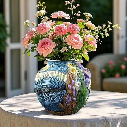 Van Gogh Inspired Painted Resin Vase for Flowers, view 5