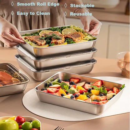 3 Piece Stainless Steel Food Storage Container Set, view 3