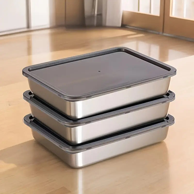 3 Piece Stainless Steel Food Storage Container Set, view 11