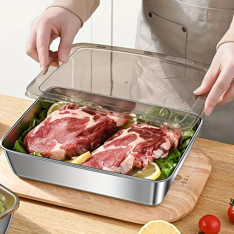 3 Piece Stainless Steel Food Storage Container Set, view 2