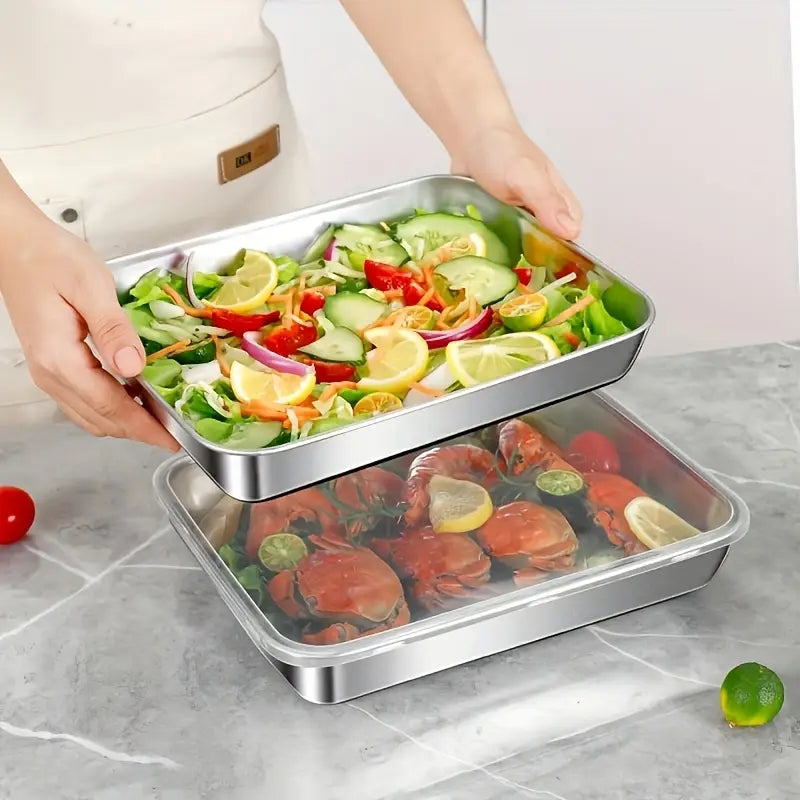 3 Piece Stainless Steel Food Storage Container Set