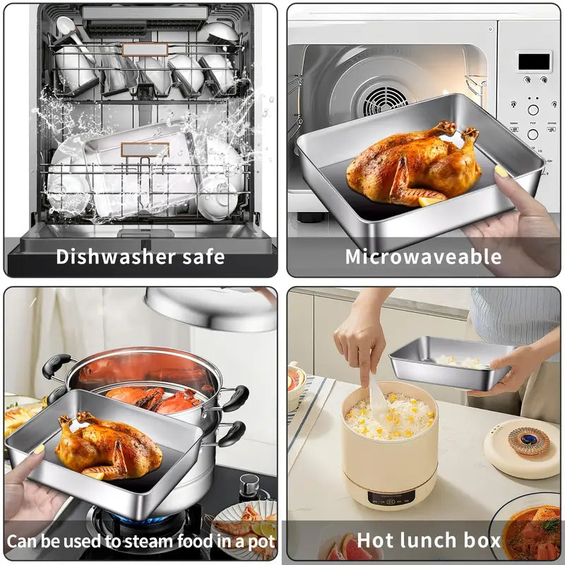 3 Piece Stainless Steel Food Storage Container Set, view 4
