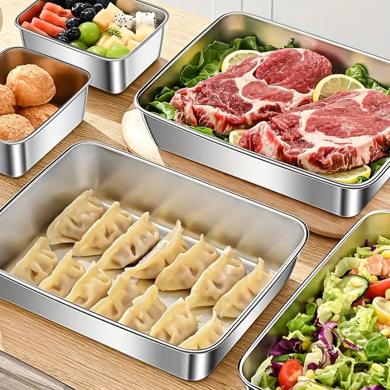 3 Piece Stainless Steel Food Storage Container Set, view 6