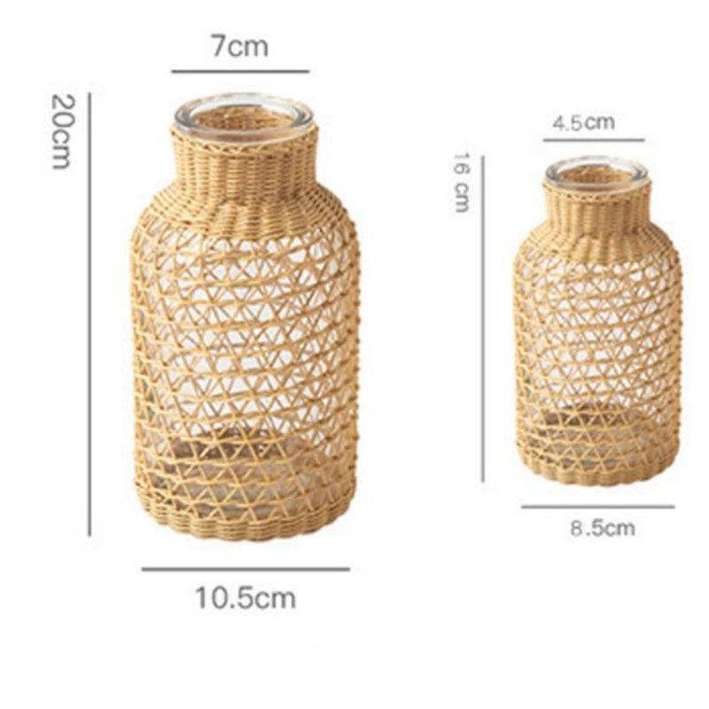 Glass Bud Vase with Hemp Rope Wrap, Two Sizes, view 5