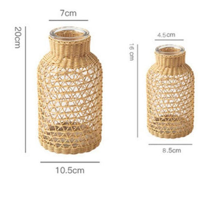 Glass Bud Vase with Hemp Rope Wrap, Two Sizes, view 5