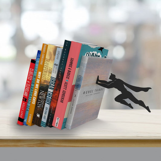 Metal Superhero Floating Bookshelf and Bookend