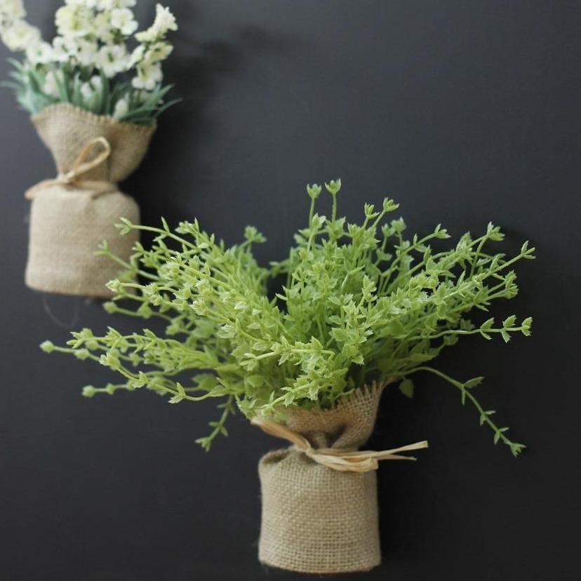 Magnetic Faux Plants in Burlap Sacks, Set of 4, view 3