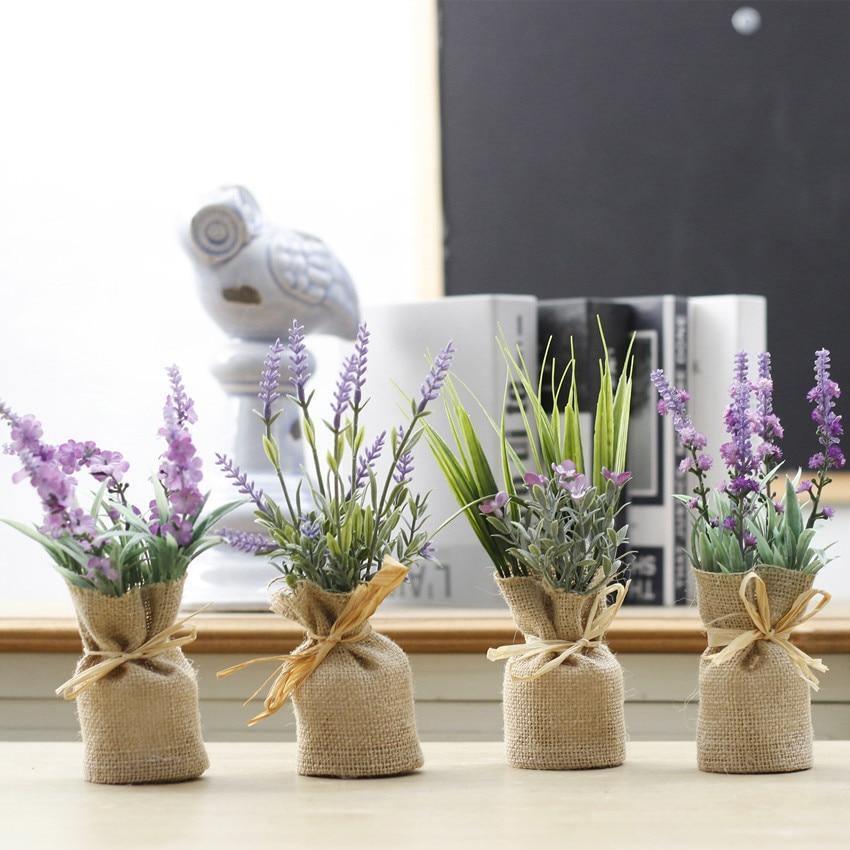 Magnetic Faux Plants in Burlap Sacks, Set of 4, view 2