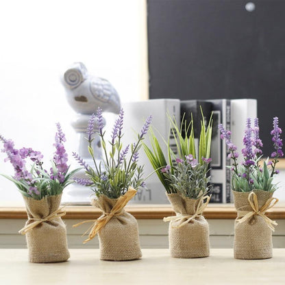 Magnetic Faux Plants in Burlap Sacks, Set of 4, view 2