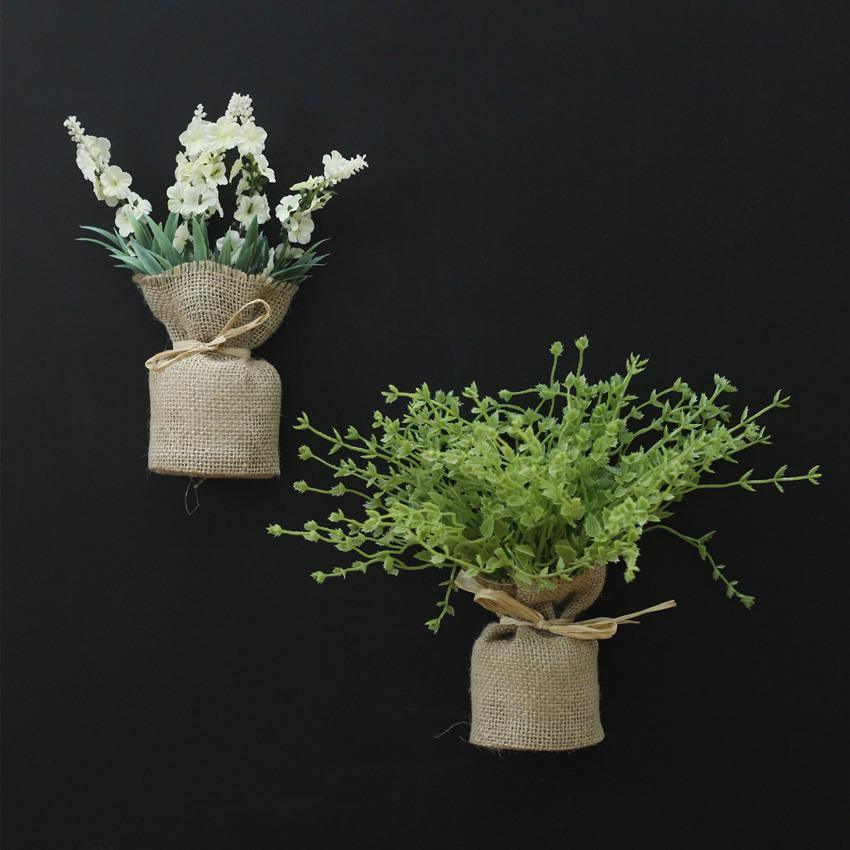 Magnetic Faux Plants in Burlap Sacks, Set of 4, view 5