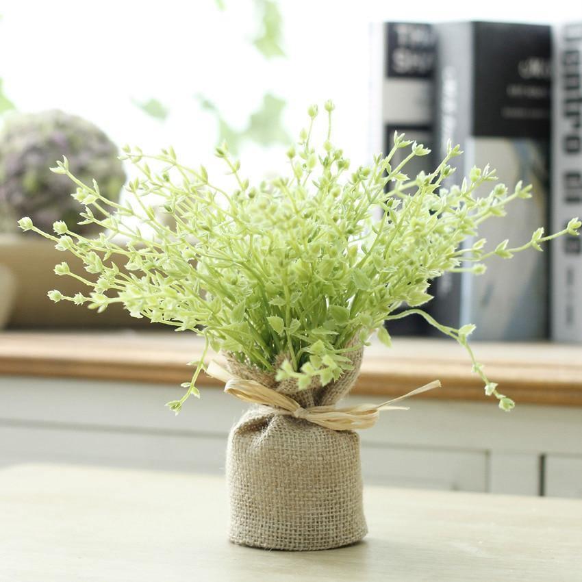 Magnetic Faux Plants in Burlap Sacks, Set of 4, view 9
