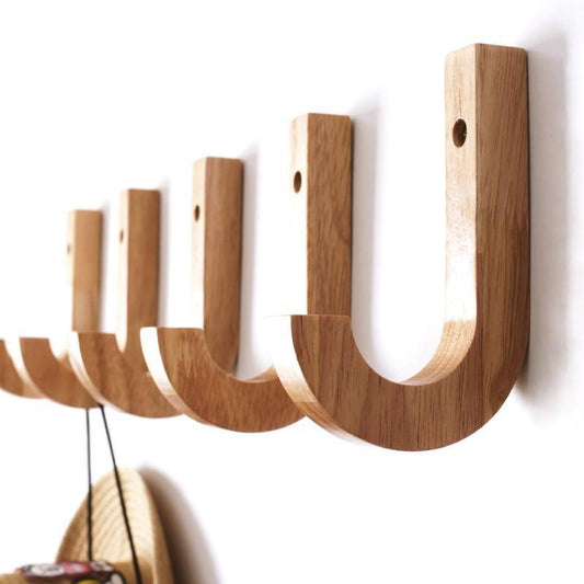 Birch Wood J Hook Wall Hooks, Single or Pair