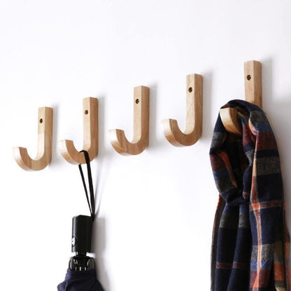 Birch Wood J Hook Wall Hooks, Single or Pair, view 2