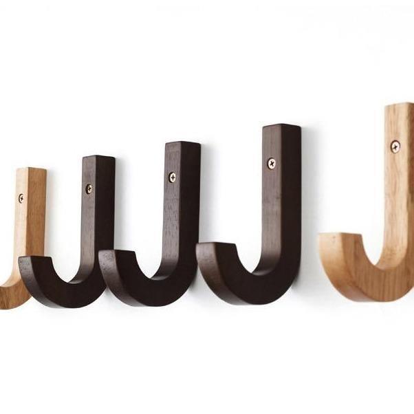 Birch Wood J Hook Wall Hooks, Single or Pair, view 3
