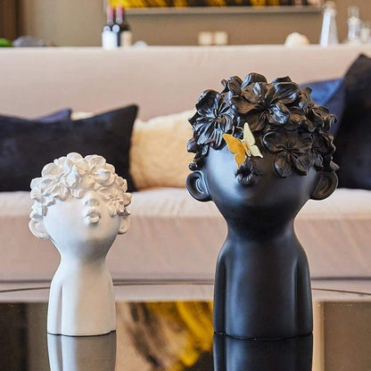 Resin Head Sculptures with Flower Hair, Four Sets, view 12