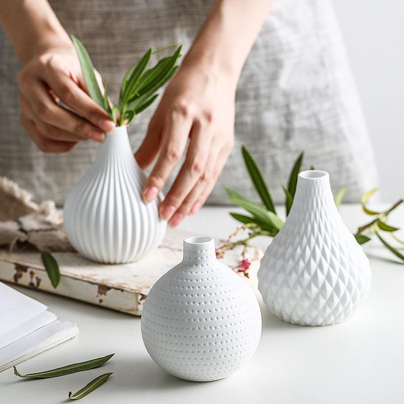Raindrop Ceramic Bud Vase in Three Textures, view 3