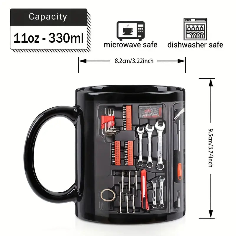 Mechanic Coffee Mug, Engine Block or Toolbox Design, view 3
