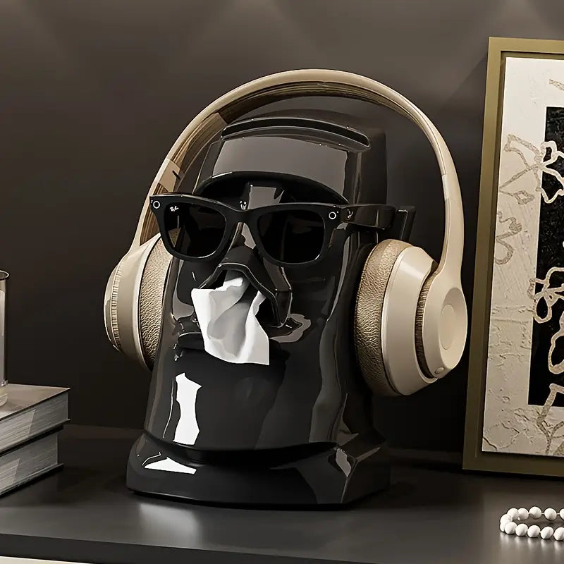 Moai Head Tissue Box and Desk Storage in Resin