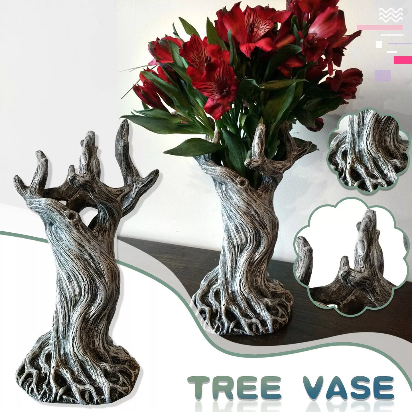 Twisted Tree Trunk Resin Vase, 7.87 in Tall, view 2
