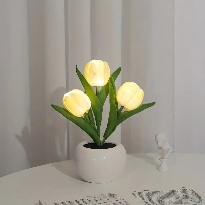 LED Tulip Lamp in a Vase, White, Orange or Pink