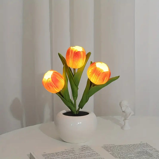 LED Tulip Lamp in a Vase, White, Orange or Pink, view 2