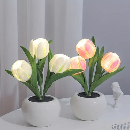 LED Tulip Lamp in a Vase, White, Orange or Pink, view 4
