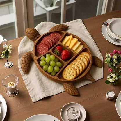 Sea Turtle Wooden Charcuterie Board with Compartments, view 2