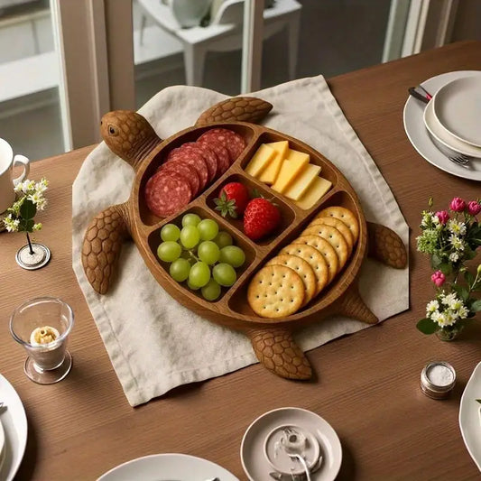 Sea Turtle Wooden Charcuterie Board with Compartments, view 2