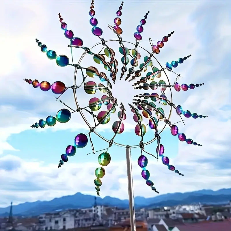 Metal Garden Wind Spinner in Silver or Multicolor, view 5