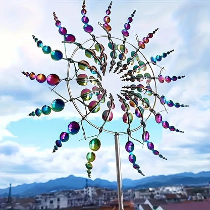 Metal Garden Wind Spinner in Silver or Multicolor, view 5