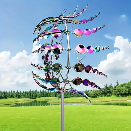 Metal Garden Wind Spinner in Silver or Multicolor
