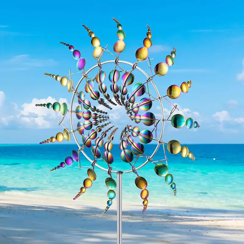 Metal Garden Wind Spinner in Silver or Multicolor, view 7