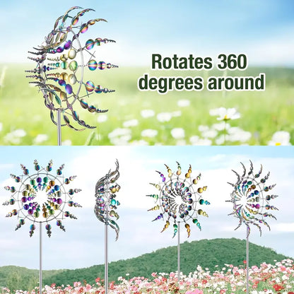 Metal Garden Wind Spinner in Silver or Multicolor, view 2