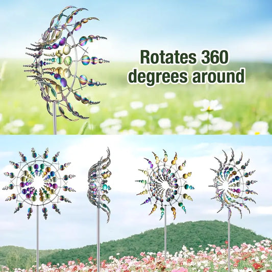 Metal Garden Wind Spinner in Silver or Multicolor, view 2