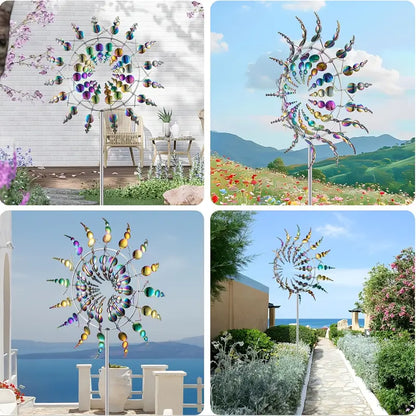 Metal Garden Wind Spinner in Silver or Multicolor, view 4