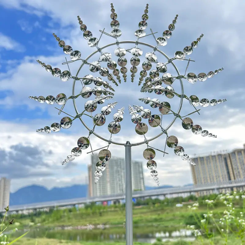 Metal Garden Wind Spinner in Silver or Multicolor, view 8