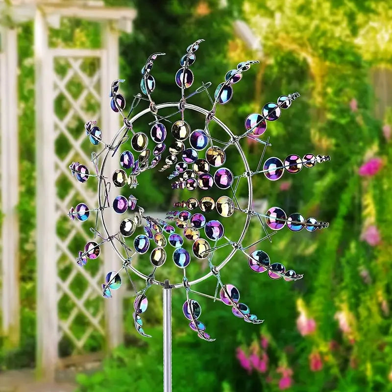 Metal Garden Wind Spinner in Silver or Multicolor, view 6