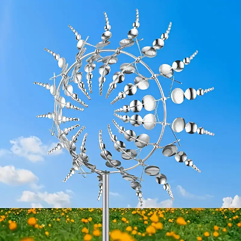 Metal Garden Wind Spinner in Silver or Multicolor, view 3