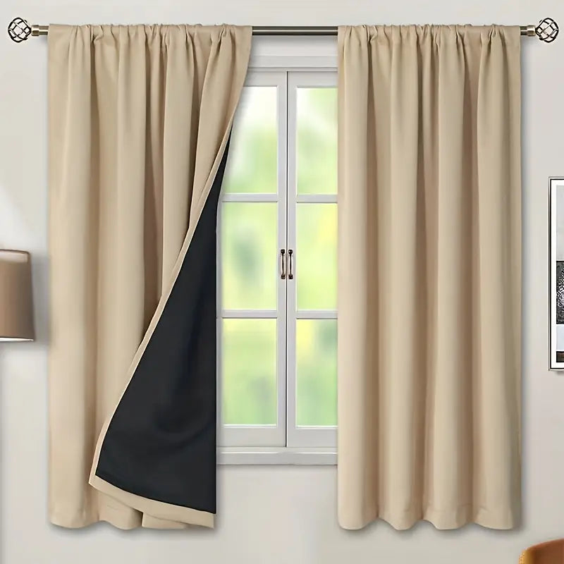 Double Layer Blackout Curtains, Rod Pocket, Pair, view 4