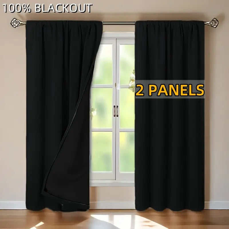 Double Layer Blackout Curtains, Rod Pocket, Pair, view 6