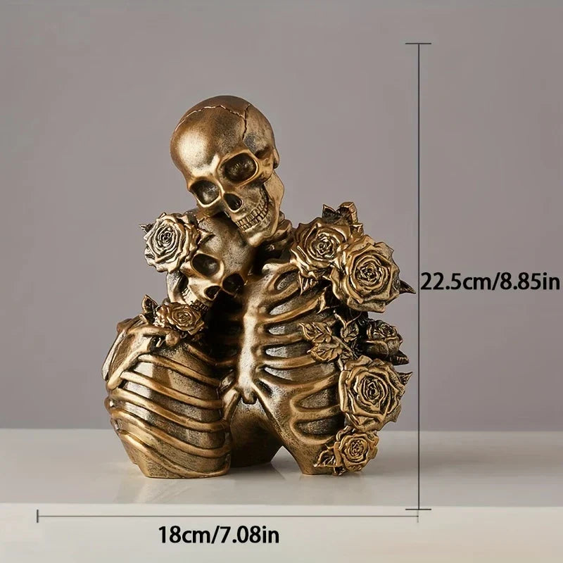 Skeleton Couple Figurine with Sculpted Roses, 8.2 in, view 12