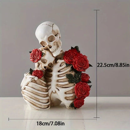 Skeleton Couple Figurine with Sculpted Roses, 8.2 in, view 10