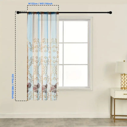 Sheer Embroidered Jacquard Curtain, Floral Motif, view 6