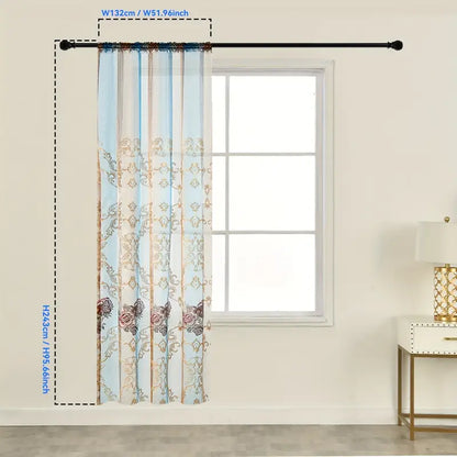 Sheer Embroidered Jacquard Curtain, Floral Motif, view 7