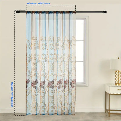 Sheer Embroidered Jacquard Curtain, Floral Motif, view 8